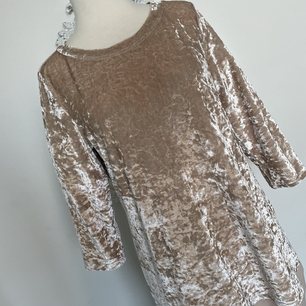 Journey Five Womens Crushed Velvet  3/4 Sleeve Top Shirt Tunic‎ Holiday  Large L